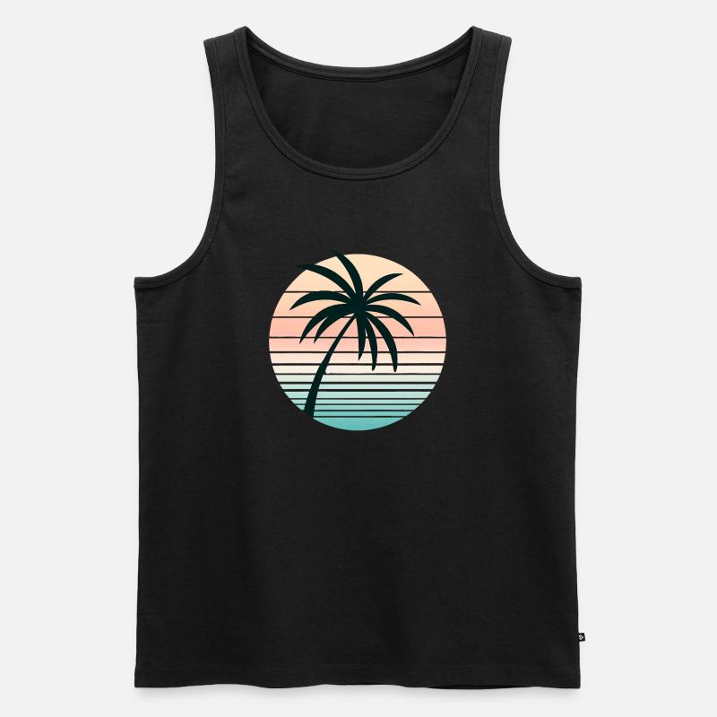 Synthwave Palme - Männer Premium Bio Tank Top - Schwarz