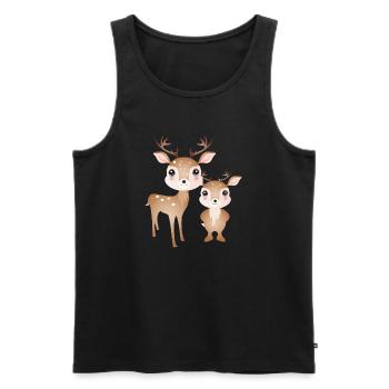 two cute deer - favourite motif for two - Men's Premium Organic Tank Top - black - Front - Michal (187cm)