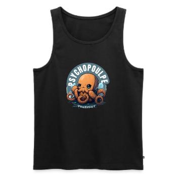 PsychoPoulpe Océan Kawaii - Débardeur bio Premium Homme - noir - Devant - Michal (187cm)