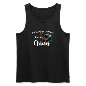 Facilement Distrait Par les Chiens - Débardeur bio Premium Homme - noir - Devant - Michal (187cm)