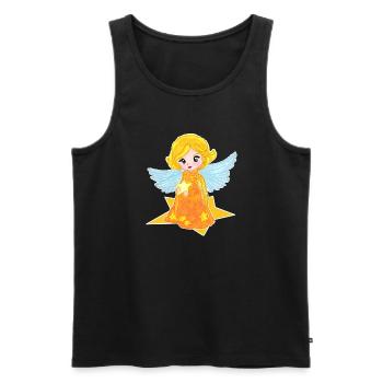 Kawaii Engelchen mit Stern - Männer Premium Bio Tank Top - Schwarz - Vorne - AI Model Male 178 light (178cm)