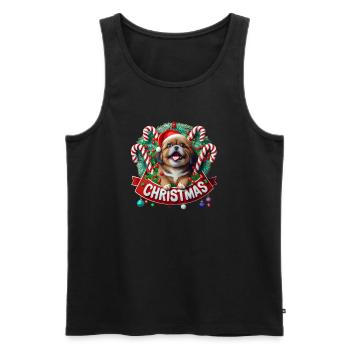 christmas Mignon petit chien - Débardeur bio Premium Homme - noir - Devant - Michal (187cm)