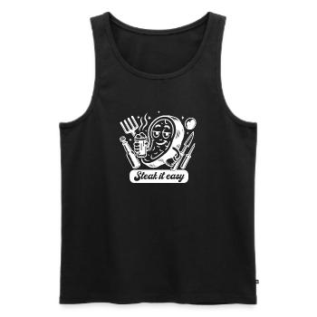 Steak It Easy Grilling Grill Grill Master Gift - Men's Premium Organic Tank Top - black - Front - Michal (187cm)