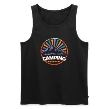 Aventures en plein air - Équipement de camping - Débardeur bio Premium Homme - noir - Devant - AI Model Male 178 light (178cm)