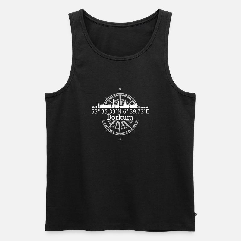 Skyline Borkum - Männer Premium Bio Tank Top - Schwarz