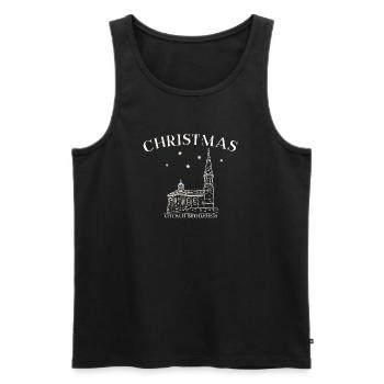 Weihnachtskirche Bethlehem Zeichnung - Männer Premium Bio Tank Top - Schwarz - Vorne - Michal (187cm)