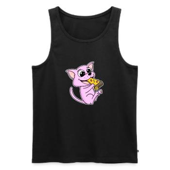 Sphynx Katze Pizza - Männer Premium Bio Tank Top - Schwarz - Vorne - AI Model Male 178 light (178cm)