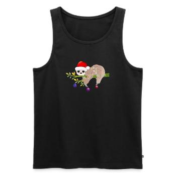 funny sloth with santa hat for christmas - Men's Premium Organic Tank Top - black - Front - Michal (187cm)