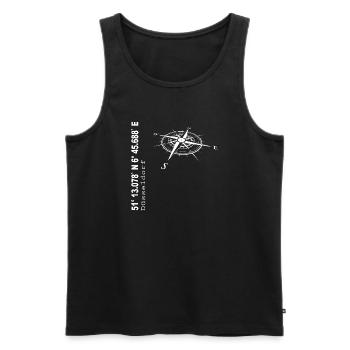 Koordinaten Düsseldorf - Männer Premium Bio Tank Top - Schwarz - Vorne - Michal (187cm)