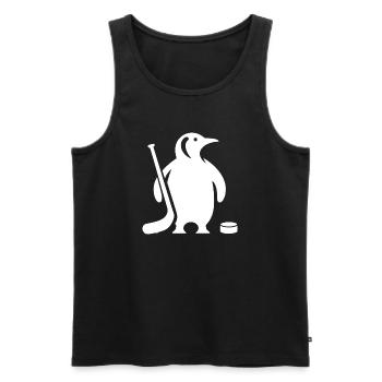 Minimalistische Pinguin Eishockey Silhouette - Männer Premium Bio Tank Top - Schwarz - Vorne - Michal (187cm)