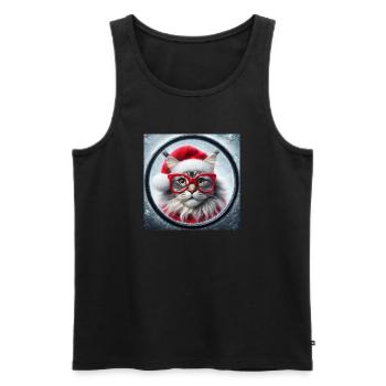 Maine Coon Cat dans le rôle du Père Noël - Débardeur bio Premium Homme - noir - Devant - Michal (187cm)