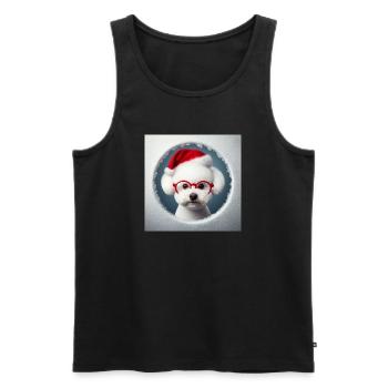 Bichon Frisé Hund als Weihnachtsmann - Männer Premium Bio Tank Top - Schwarz - Vorne - Michal (187cm)