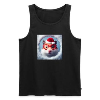 Hamster als Weihnachtsmann - Männer Premium Bio Tank Top - Schwarz - Vorne - Michal (187cm)
