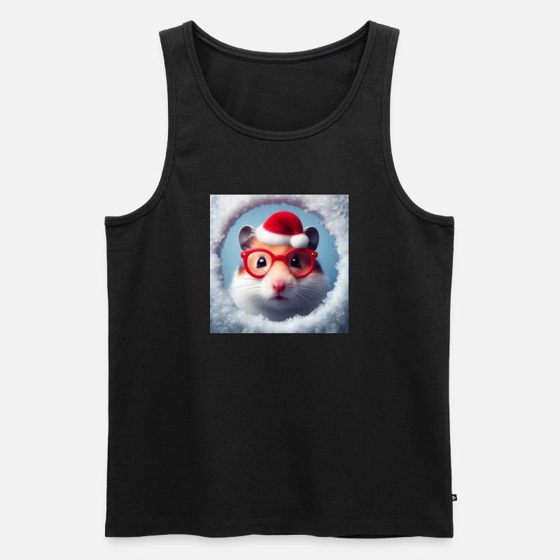 Hamster als Weihnachtsmann - Männer Premium Bio Tank Top - Schwarz