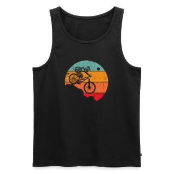 Retro Sunset Cyclist Silhouette - Men's Premium Organic Tank Top - black - Front - Michal (187cm)