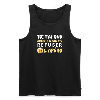 Gueule à l’apéro: jamais refuser - Débardeur bio Premium Homme - noir - Devant - Michal (187cm)