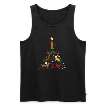 Dackel Baum Weihnachten - Männer Premium Bio Tank Top - Schwarz - Vorne - Michal (187cm)