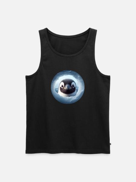 Penguin looking through snow hole - Men's Premium Organic Tank Top - black