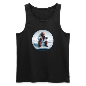Bär im Schafspelz sitzt auf Scholle - Männer Premium Bio Tank Top - Schwarz - Vorne - AI Model Male 178 light (178cm)