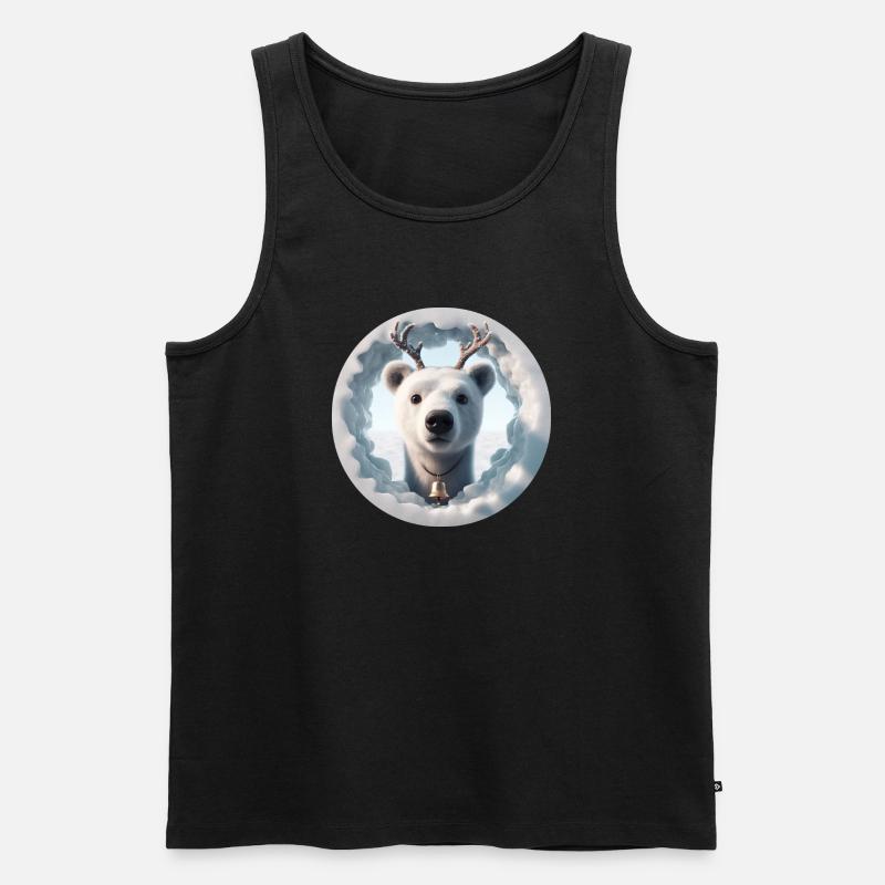 Rentier Kopf schaut durch Eis - Männer Premium Bio Tank Top - Schwarz
