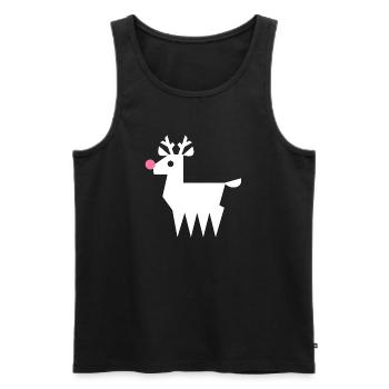 Rentier Rudolf L weiß mit neonpinker Nase - Männer Premium Bio Tank Top - Schwarz - Vorne - AI Model Male 178 light (178cm)
