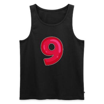 NINE - 9 - Digit red - Men's Premium Organic Tank Top - black - Front - AI Model Male 178 light (178cm)