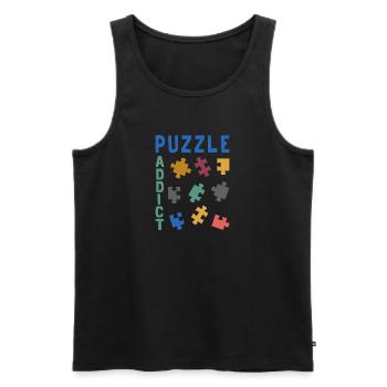 Puzzle addict - Débardeur bio Premium Homme - noir - Devant - Michal (187cm)