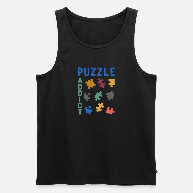 Süchtig nach Puzzles - Männer Premium Bio Tank Top - Schwarz