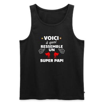 Message humoristique pour super papi - Débardeur bio Premium Homme - noir - Devant - AI Model Male 178 light (178cm)