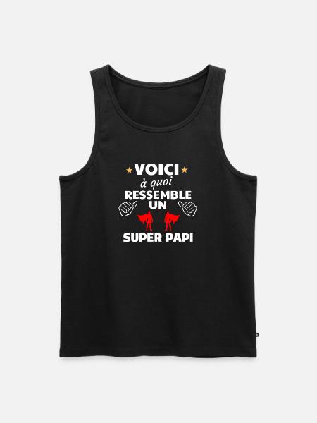 Message humoristique pour super papi - Débardeur bio Premium Homme - noir