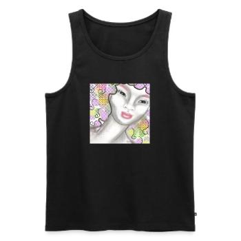 Kunstvolle Frauenportrait mit Pastellfarben - Männer Premium Bio Tank Top - Schwarz - Vorne - Michal (187cm)