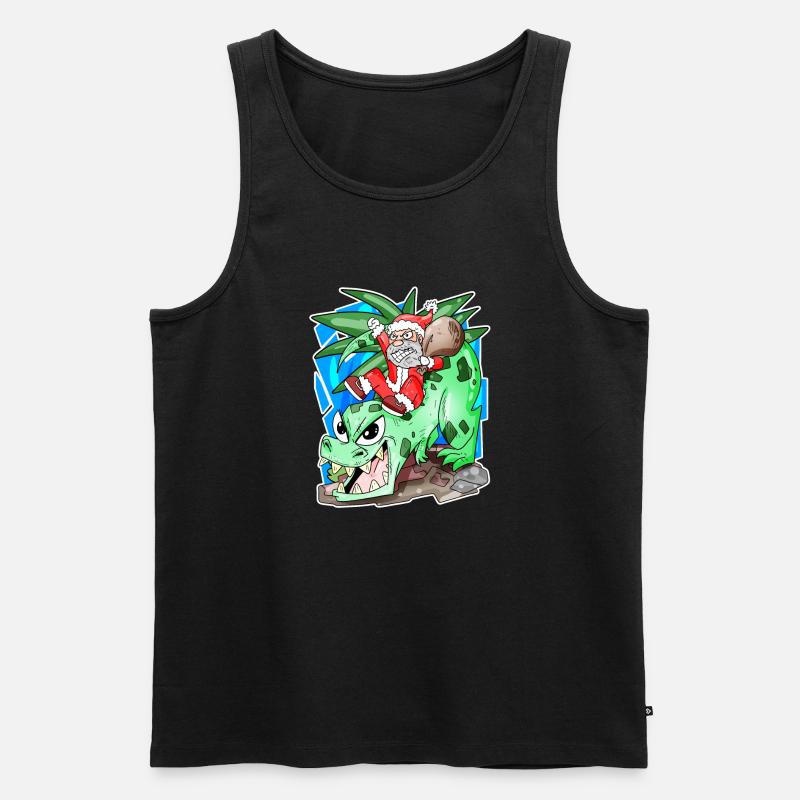 Weihnachtsmann auf Dino - Männer Premium Bio Tank Top - Schwarz