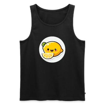 Mignon citron jaune rieur dans le style comique - Débardeur bio Premium Homme - noir - Devant - Michal (187cm)