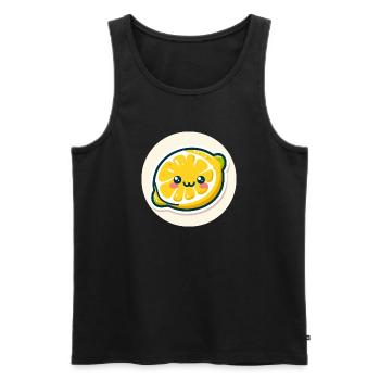 Süße Illustration einer lachenden Zitrone - Männer Premium Bio Tank Top - Schwarz - Vorne - Michal (187cm)