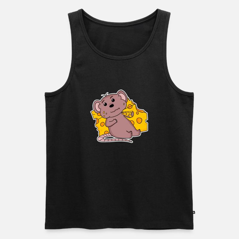 Maus Motiv mit Käse - Männer Premium Bio Tank Top - Schwarz