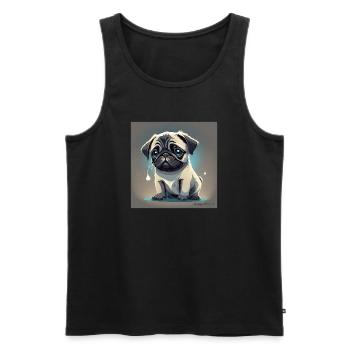 Verliebter Mops mit Tränen im Blick - Männer Premium Bio Tank Top - Schwarz - Vorne - AI Model Male 178 light (178cm)
