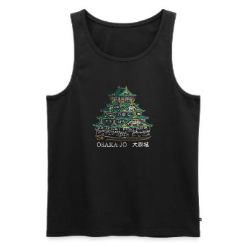 Château d’Osaka-jo, Dessin, Dessin à la main, Japon - Débardeur bio Premium Homme - noir - Devant - AI Model Male 178 light (178cm)