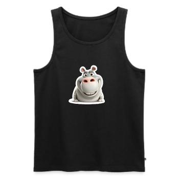 Chemise drôle d’hippopotame drôle d’animal souriant - Débardeur bio Premium Homme - noir - Devant - AI Model Male 178 light (178cm)