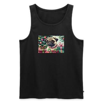 Mignon carlin de Noël avec des cadeaux - Débardeur bio Premium Homme - noir - Devant - AI Model Male 178 light (178cm)