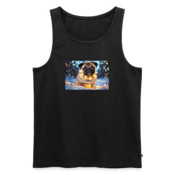 Cute Pug with Christmas Lights - Men's Premium Organic Tank Top - black - Front - AI Model Male 178 light (178cm)
