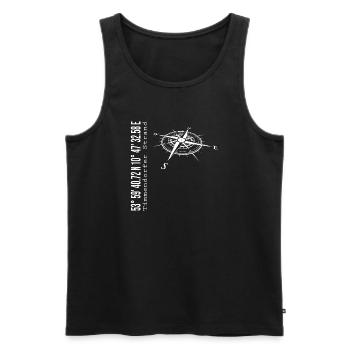 Koordinaten Timmendorfer Strand - Männer Premium Bio Tank Top - Schwarz - Vorne - AI Model Male 178 light (178cm)