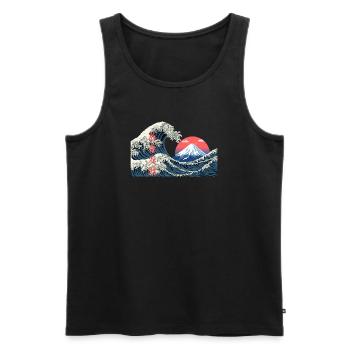 T Shirt Wave kanagawa hokusai mont fuji japan - Men's Premium Organic Tank Top - black - Front - AI Model Male 178 light (178cm)