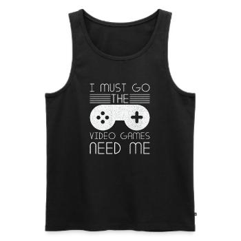 Must Go Videospiele brauchen mich Videospieler - Männer Premium Bio Tank Top - Schwarz - Vorne - AI Model Male 178 light (178cm)
