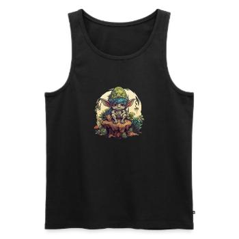 Mushroom Leprechaun Tree Trunk Forest Fantasy Shirt - Men's Premium Organic Tank Top - black - Front - AI Model Male 178 light (178cm)
