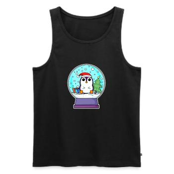 Penguin Christmas - Men's Premium Organic Tank Top - black - Front - Michal (187cm)