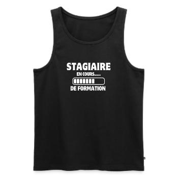stagiaire, formation, apprenti - Débardeur bio Premium Homme - noir - Devant - Michal (187cm)