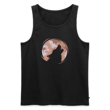 Wolf Illustration Symbol Logo Mond Abend icon - Männer Premium Bio Tank Top - Schwarz - Vorne - AI Model Male 178 light (178cm)