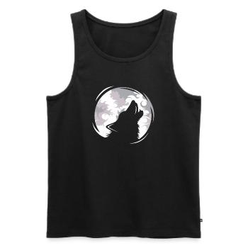Wolf Wölfe jaulen Mond Abend Dunkel Tiere Natur - Männer Premium Bio Tank Top - Schwarz - Vorne - AI Model Male 178 light (178cm)
