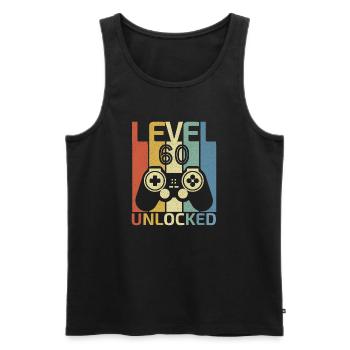 Level 60 freigeschaltet Lustiger Videospieler 60. Geburtstag - Männer Premium Bio Tank Top - Schwarz - Vorne - AI Model Male 178 light (178cm)