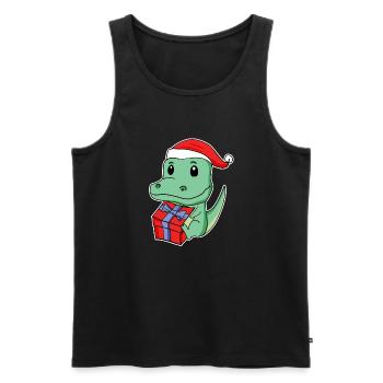 Crocodile avec bonnet de Père Noël - Débardeur bio Premium Homme - noir - Devant - Michal (187cm)